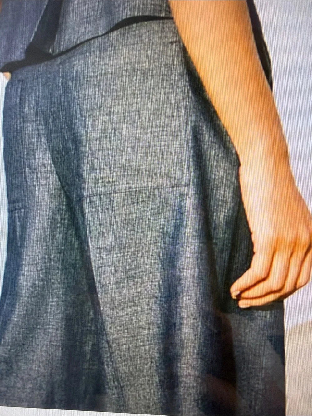 NWT Zara Wide-Leg Cropped Culottes Trouser with Linen Blue Autumn High Waist Med